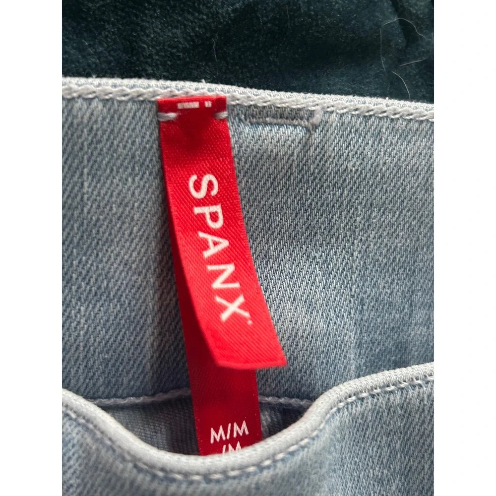Spanx Flare Jeans Light Wash Blue High Rise Pull On Stretch Denim Womens Medium - Picture 5 of 8